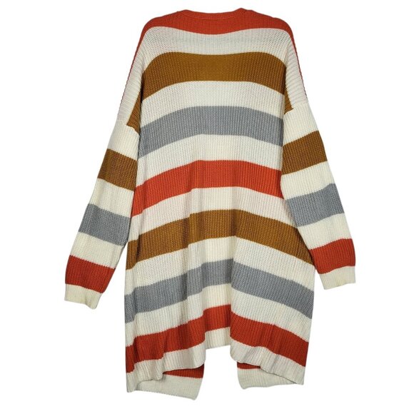 Miss Sparkling Striped Cardigan Women's 2XL Orange Long Lines Pumpkin Patch Fall - Picture 3 of 8